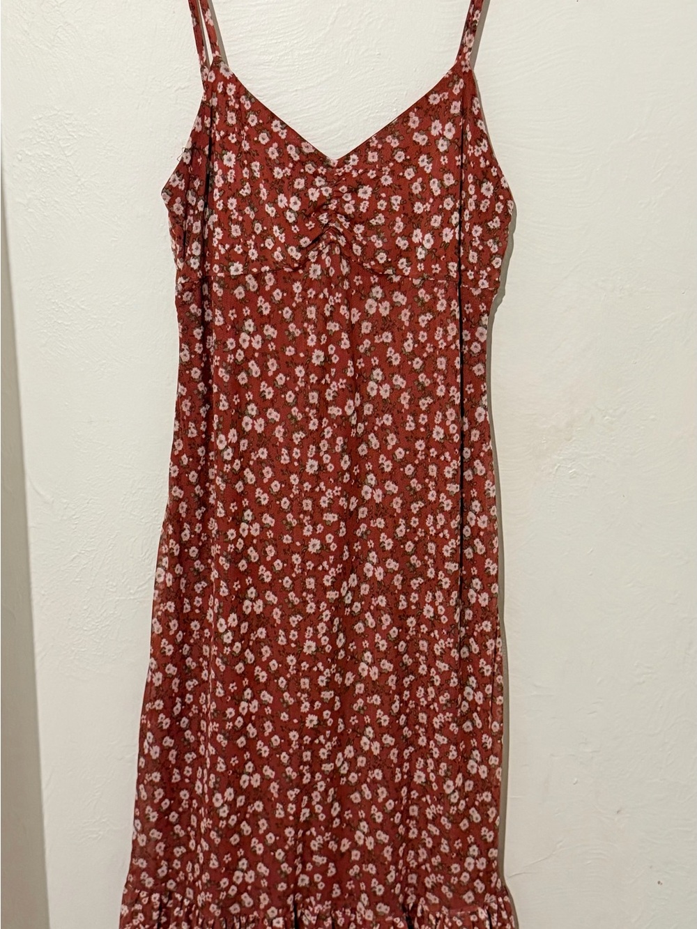 Ultra Flirt Rust Floral Midi Dress